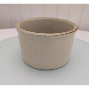 Antique Stoneware Concave Beige Crock 4 3/8" H